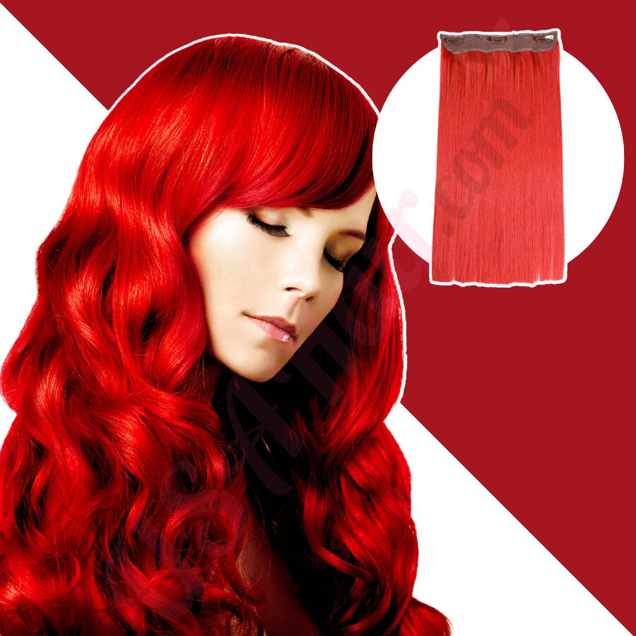 Red Invisible Wire Hair Extensions Fake Hair Synthetic Hair Red